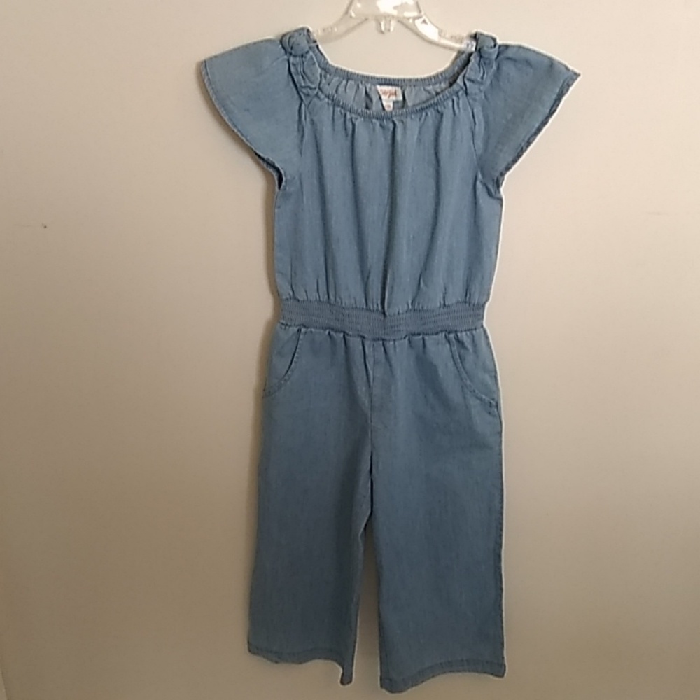 Girls Chambray Jumpsuit - blue S(6/6x)